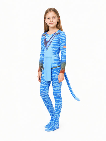 Avatar Costume with Tail, Blue and Orange, for Children and Adults Costumes detail