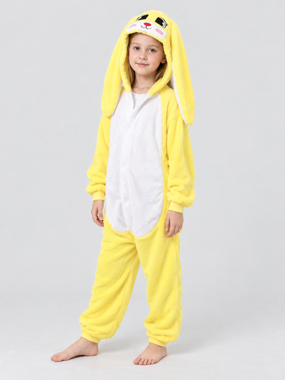 Kids' Yellow Bunny Hooded Pajama Jumpsuit