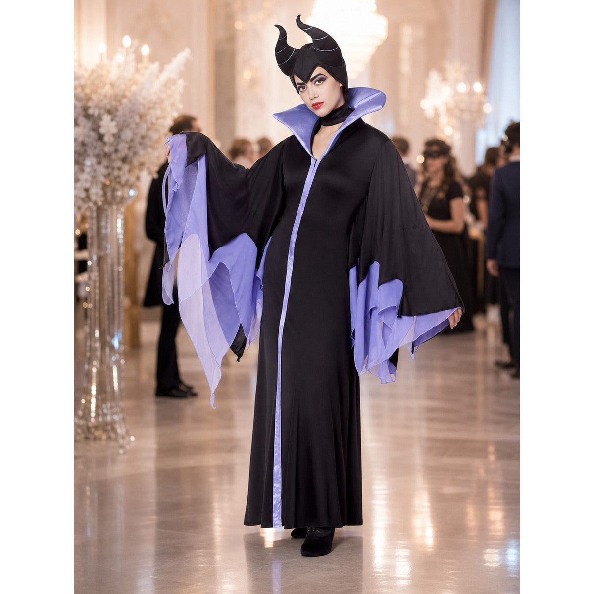 Black and Purple Wide-Sleeve Robe Costume lifestyle