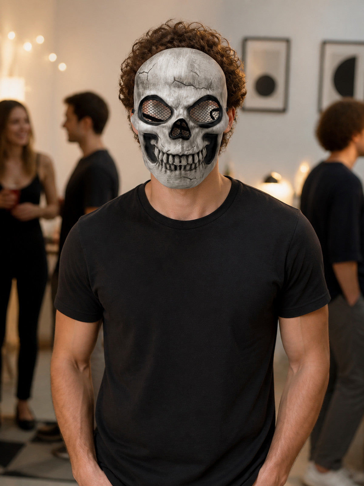 Halloween Masquerade Skull Mask with Cracks