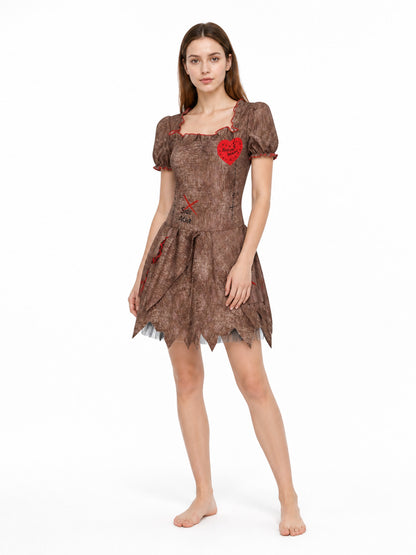 Short Ruffled Carnival Dress with Zipper
