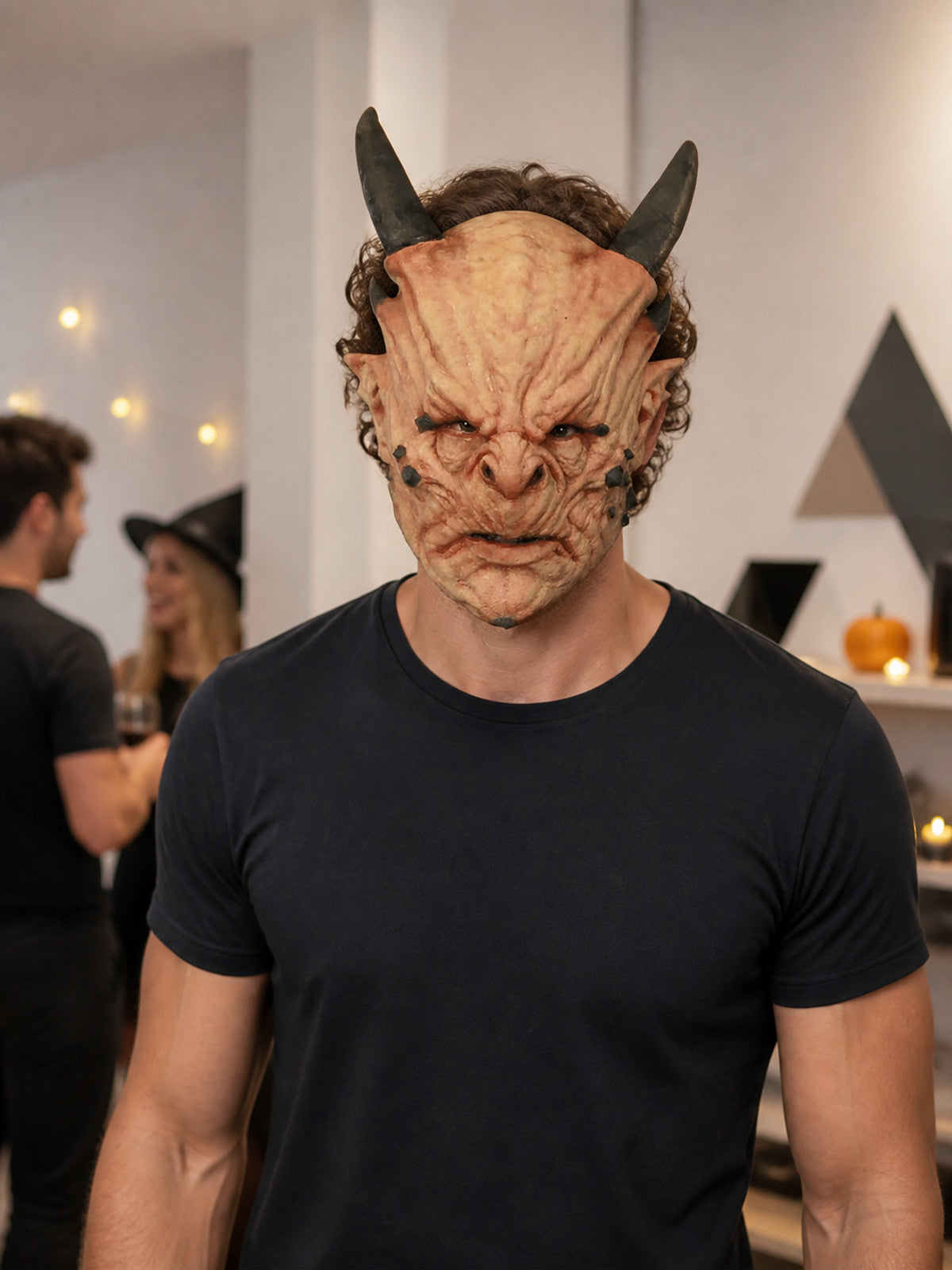 Halloween Demon Mask with Long Horns lifestyle view