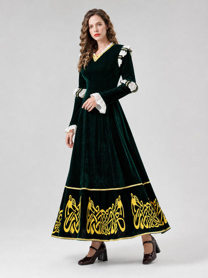 Medieval Cosplay Dress with Ruffles and Belt