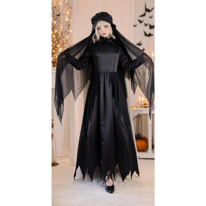 Black Gothic Dress with Cape for Halloween lifestyle