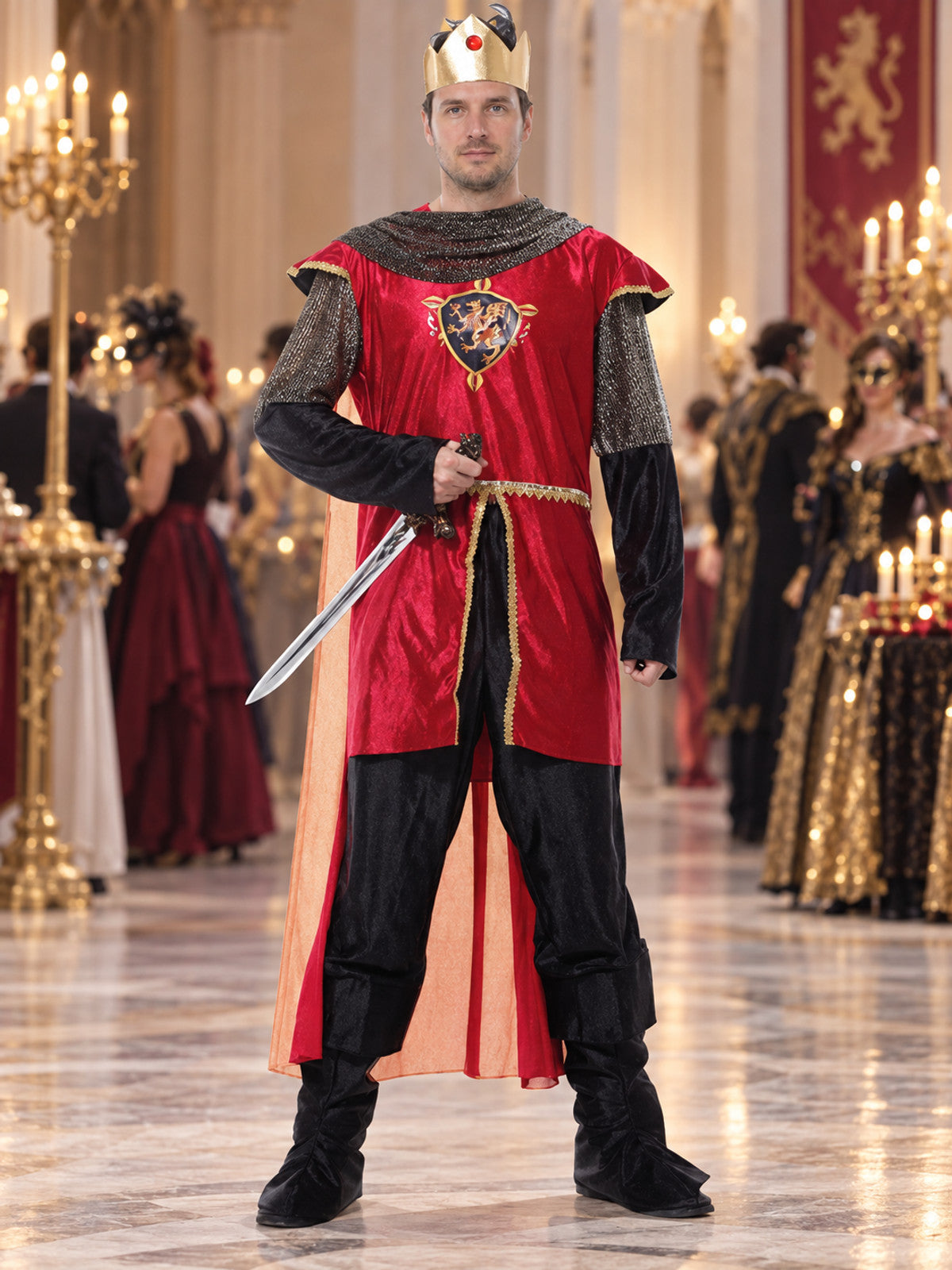 Roman-Style Carnival Costume with Crown and Cape