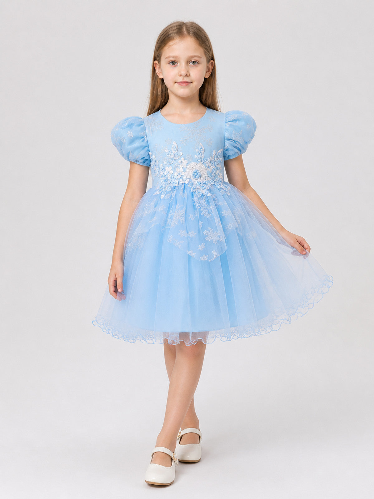 Children’s Princess Dress with Snowflakes and a Full Skirt product detail
