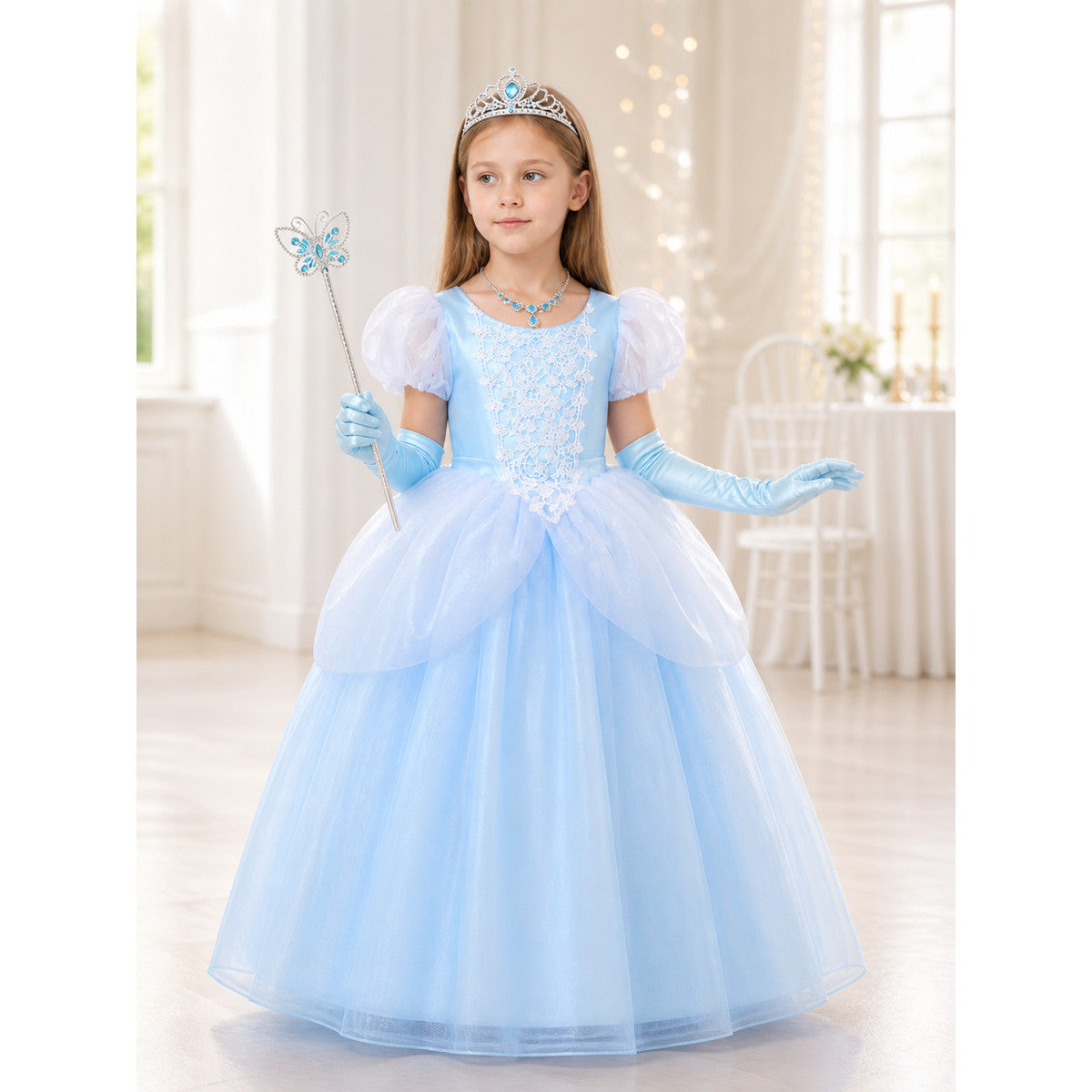 Princess Costume in a Blue Dress for Halloween lifestyle view
