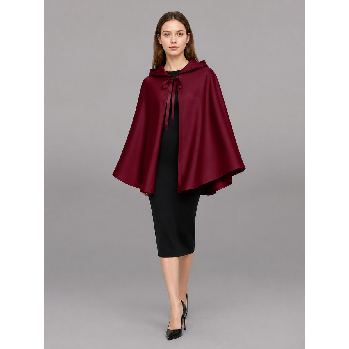 Burgundy Carnival Cloak with Hood for Cosplay