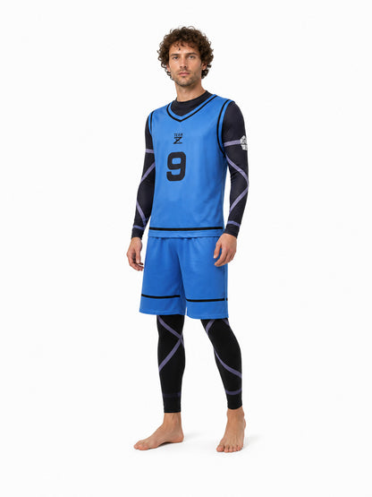 Blue Striped Soccer Cosplay Costume, Number 9 Costumes detail