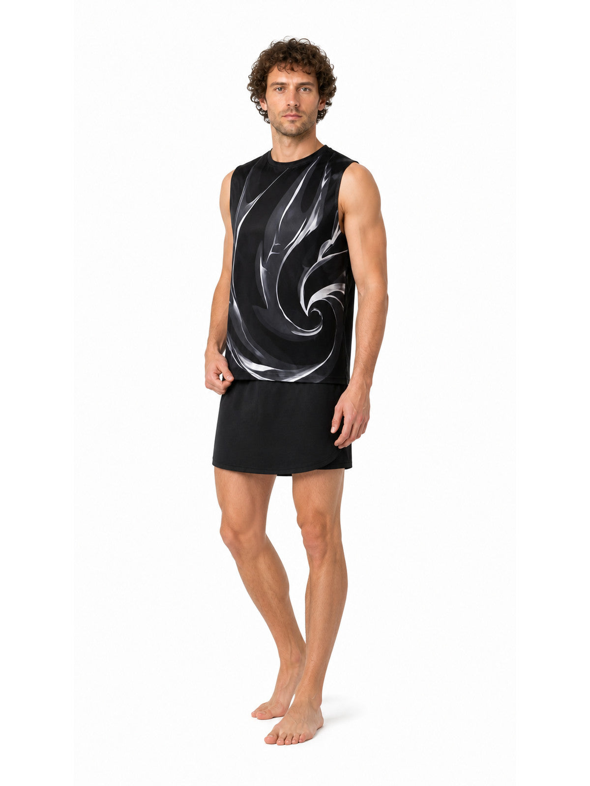 Shen Gongbao Cosplay Costume, Black and White, Sleeveless