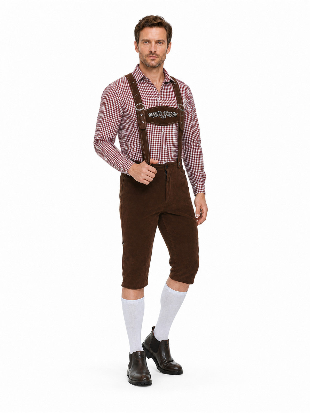 Brown Lederhosen Shorts with Suspenders