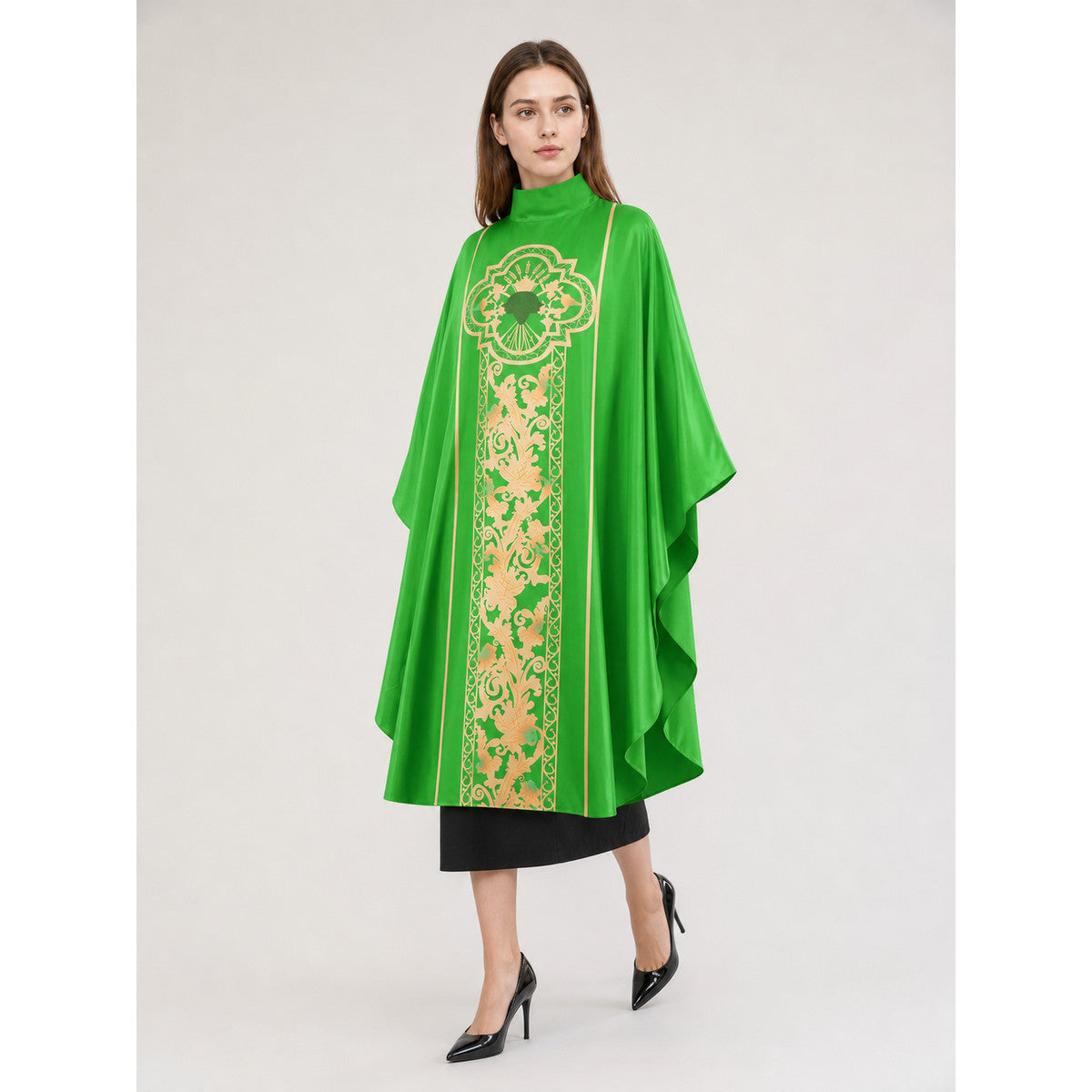 Green Carnival Cloak with High Collar lifestyle