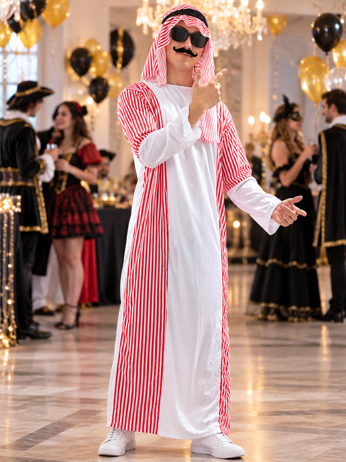Carnival Costume with Headscarf and Fake Mustache
