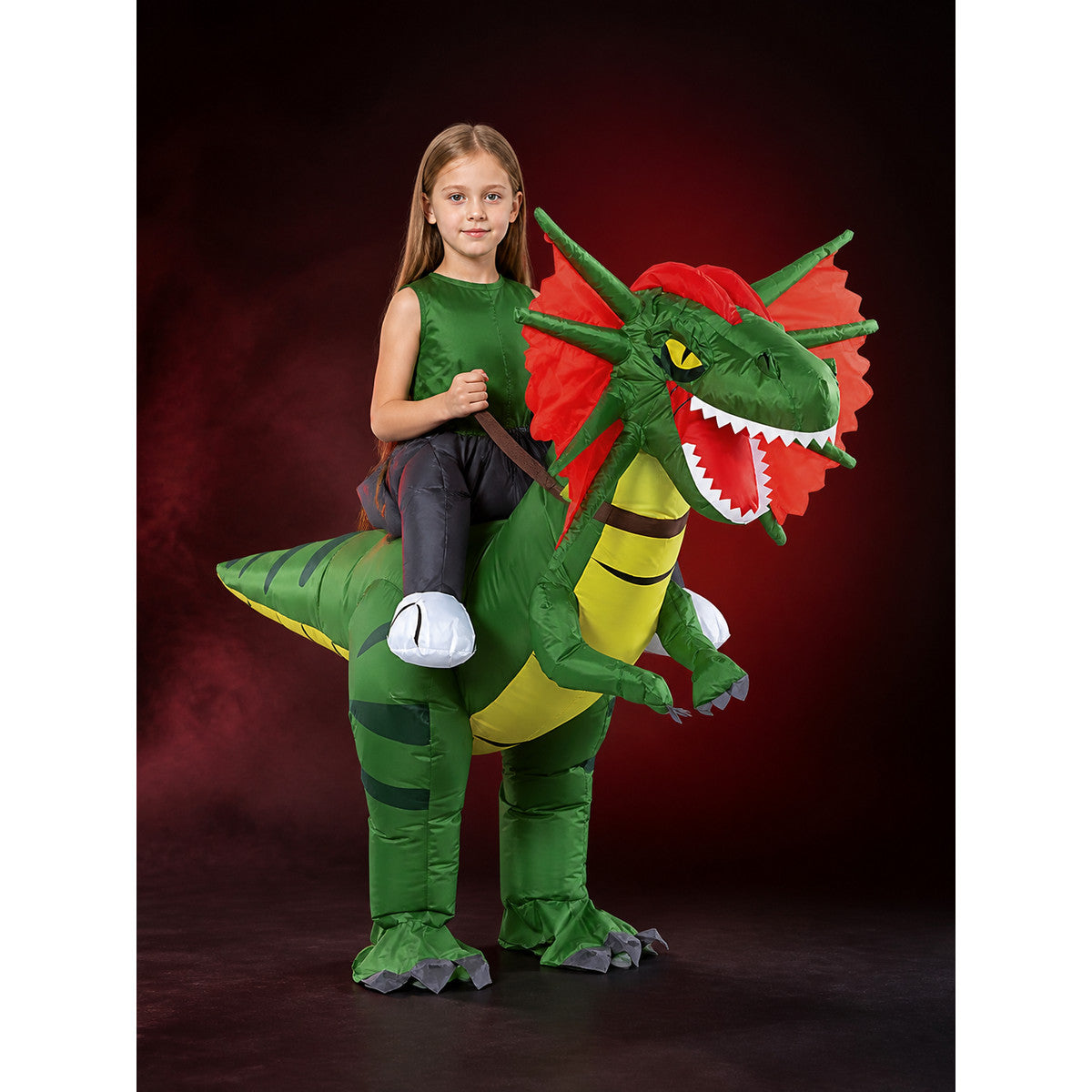 Unisex Inflatable Dinosaur Costume With Red Frill And Claws, Halloween Party main product view