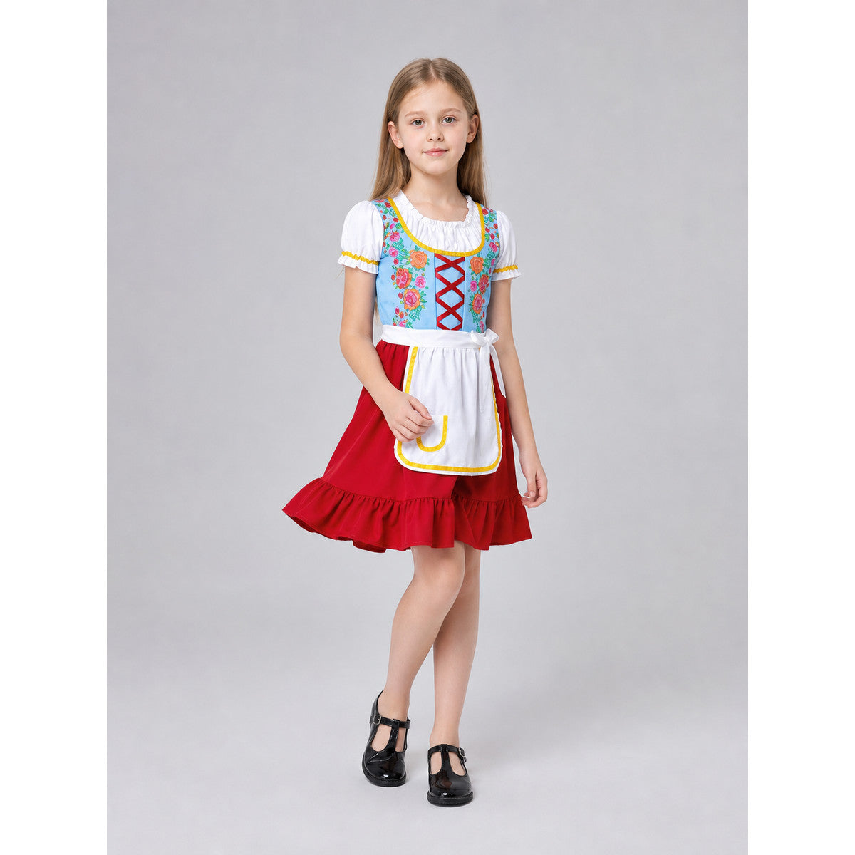 Folk-style costume dress with apron