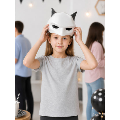 White Cat Carnival Mask for Halloween and Cosplay lifestyle view