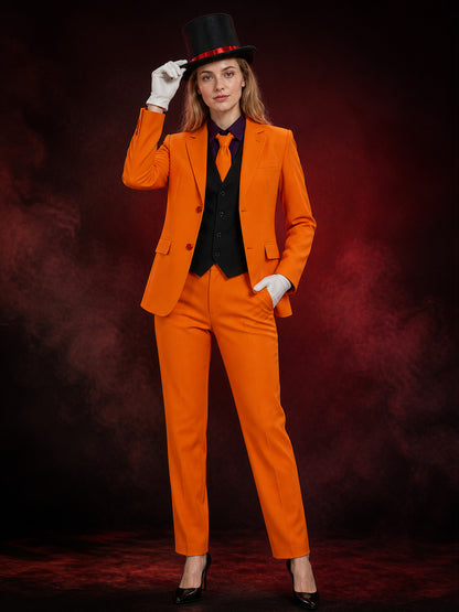 Clown Halloween Costume Set for Adults - Orange Blazer, Pants, Vest, Shirt, Tie