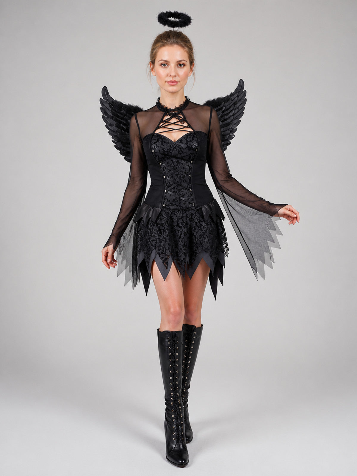 Black Angel Cosplay Costume: Dress, Wings Costume Dresses detail