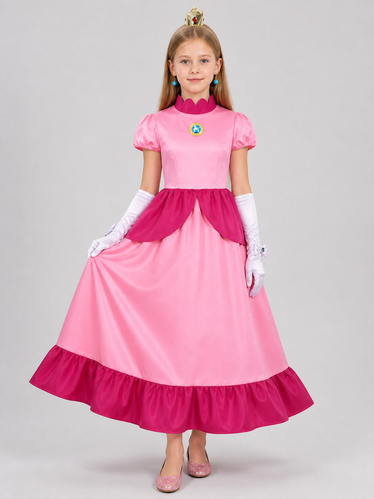 Princess Peach Cosplay Dress, Long, with Accessories Costume Dresses detail
