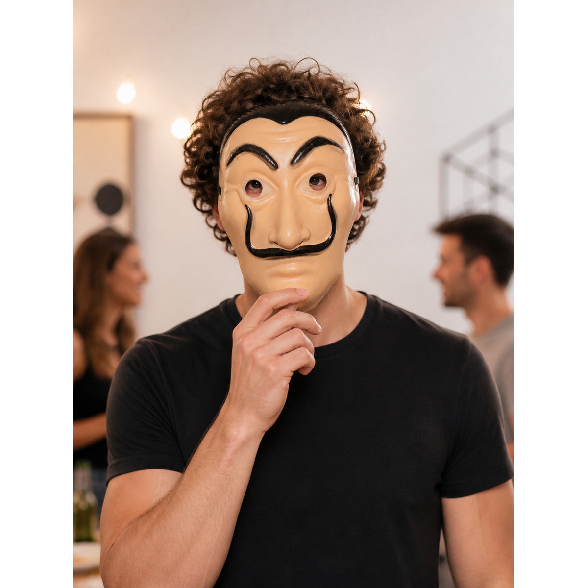 Full-Face Cosplay Mask with Black Mustache lifestyle view
