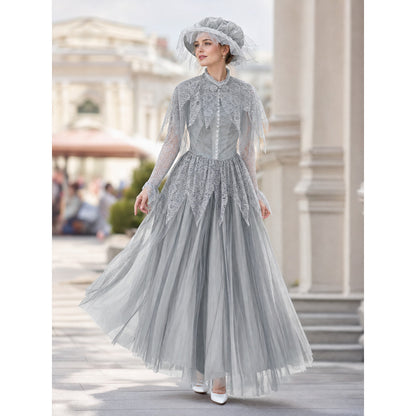 Gothic Halloween costume with dress and veil lifestyle