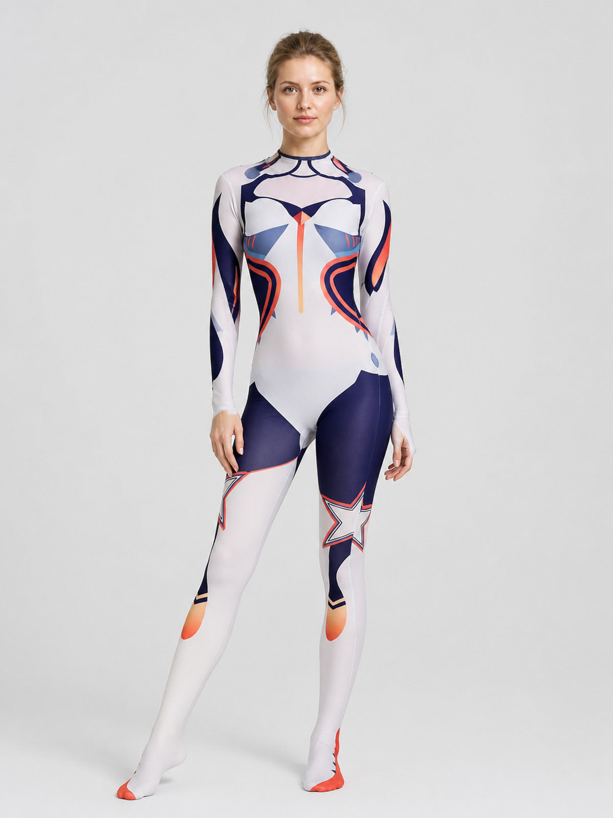 Form-Fitting Cosplay Jumpsuit with Star Print