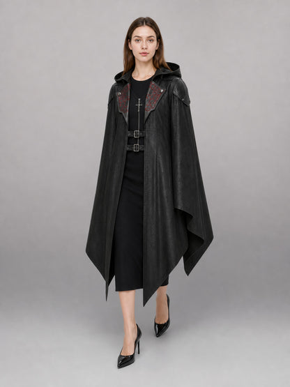 Black Gothic Carnival Cloak with Hood