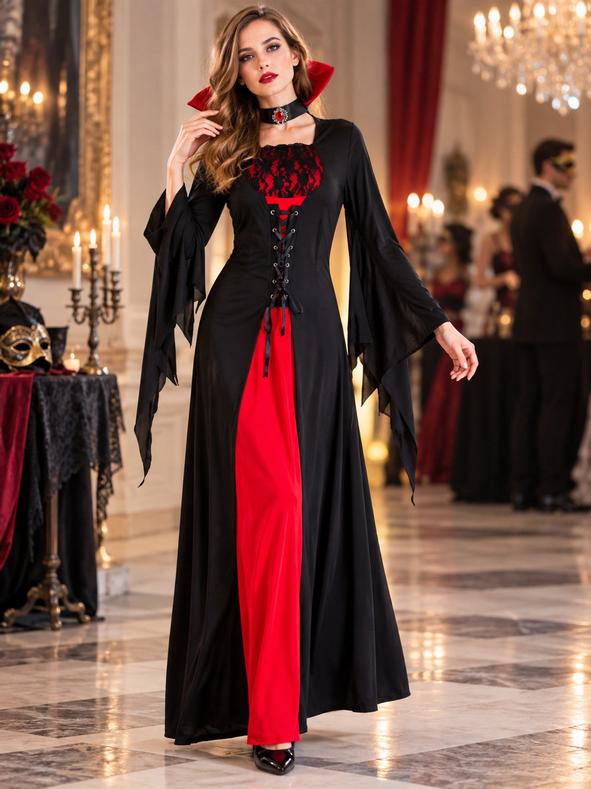 Vampire Costume: Lace Dress with Collar