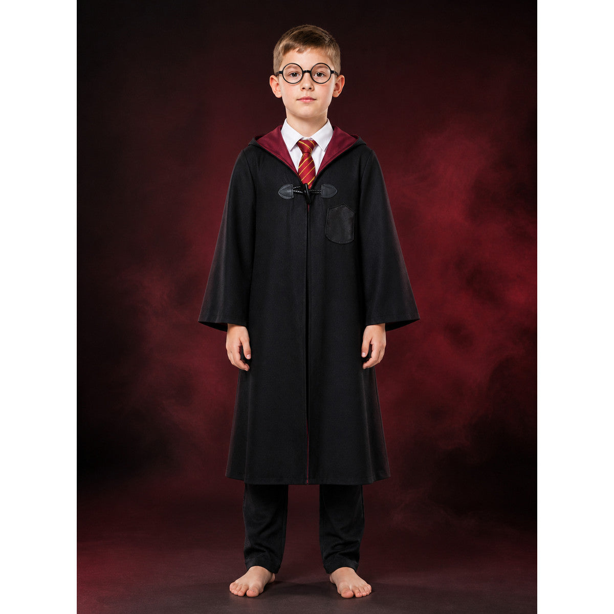 Children's Wizard Costume Set, Hooded Robe, Shirt, Pants, Tie and Glasses main product view