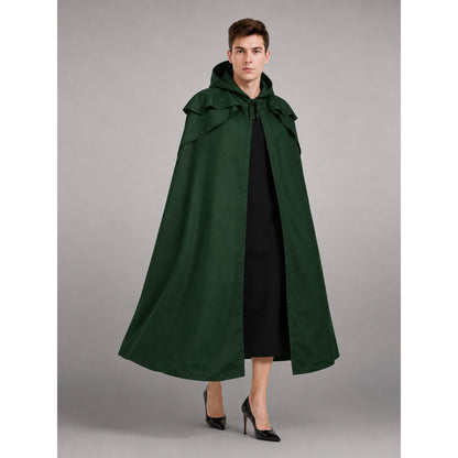 Long Green Hooded Costume Cloak