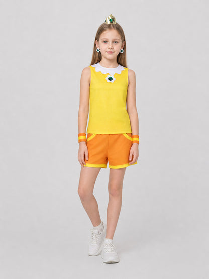 Princess Peach Cosplay Costume, Top, Shorts, Crown