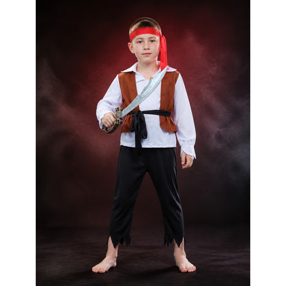 Kids Pirate Costume Set with Vest, Pants & Belt - Halloween Cosplay Outfit main product view