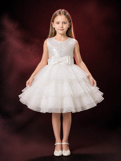 Toddler Girls' Princess Dress, Sequined Bodice, Layered Tulle Skirt With Bow main product view