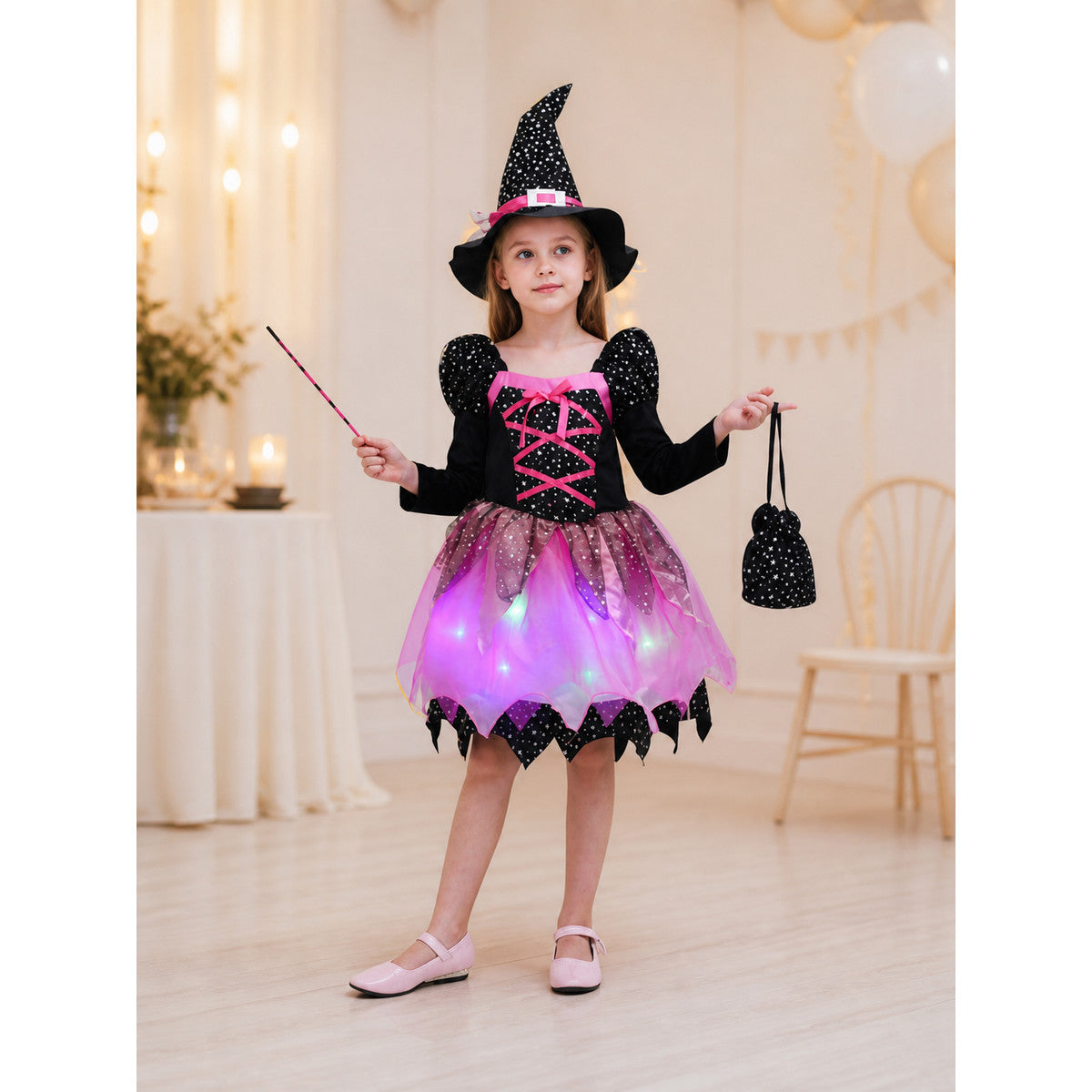 Witch Costume with Light-Up Skirt and Hat lifestyle view