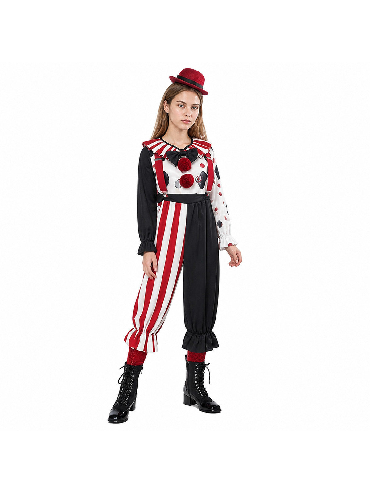 Striped Clown Jumpsuit with Bow Tie for Children
