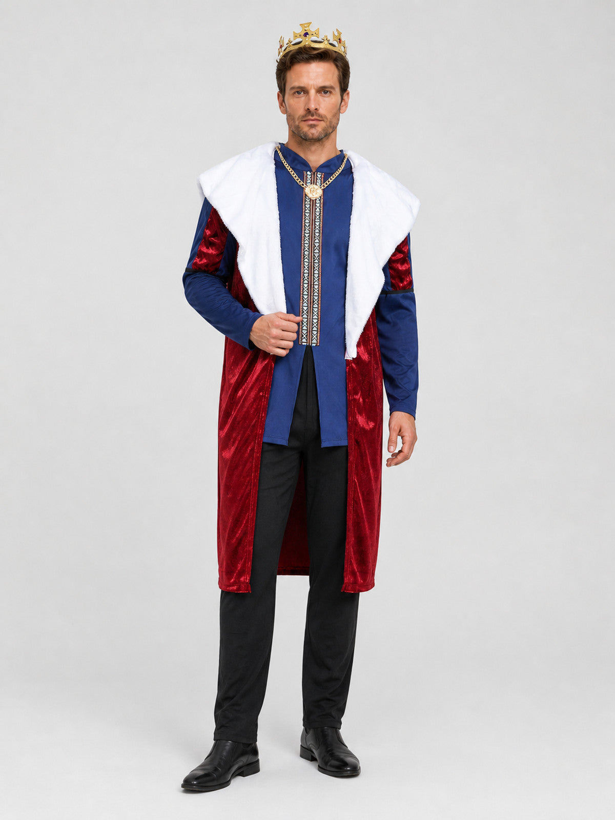 Roman Emperor Costume with Crown and Cape for Parties