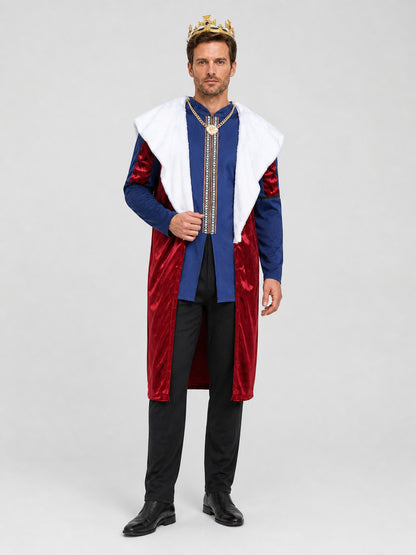 Roman Emperor Costume with Crown and Cape for Parties