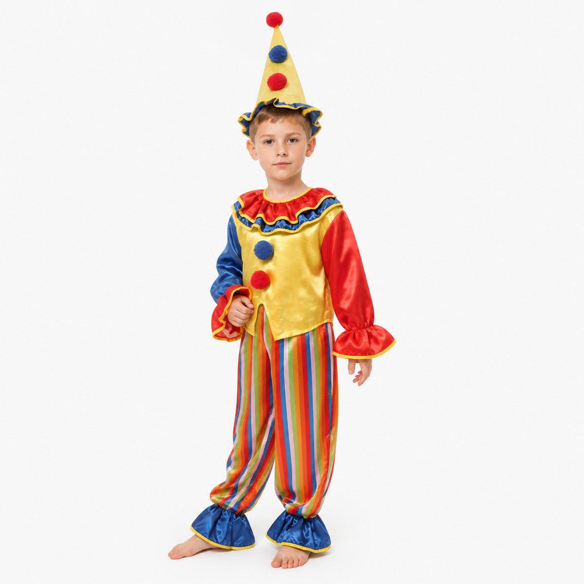 Clown Costume: Striped Pants, Jacket, and Cone Hat Costume Headwear detail