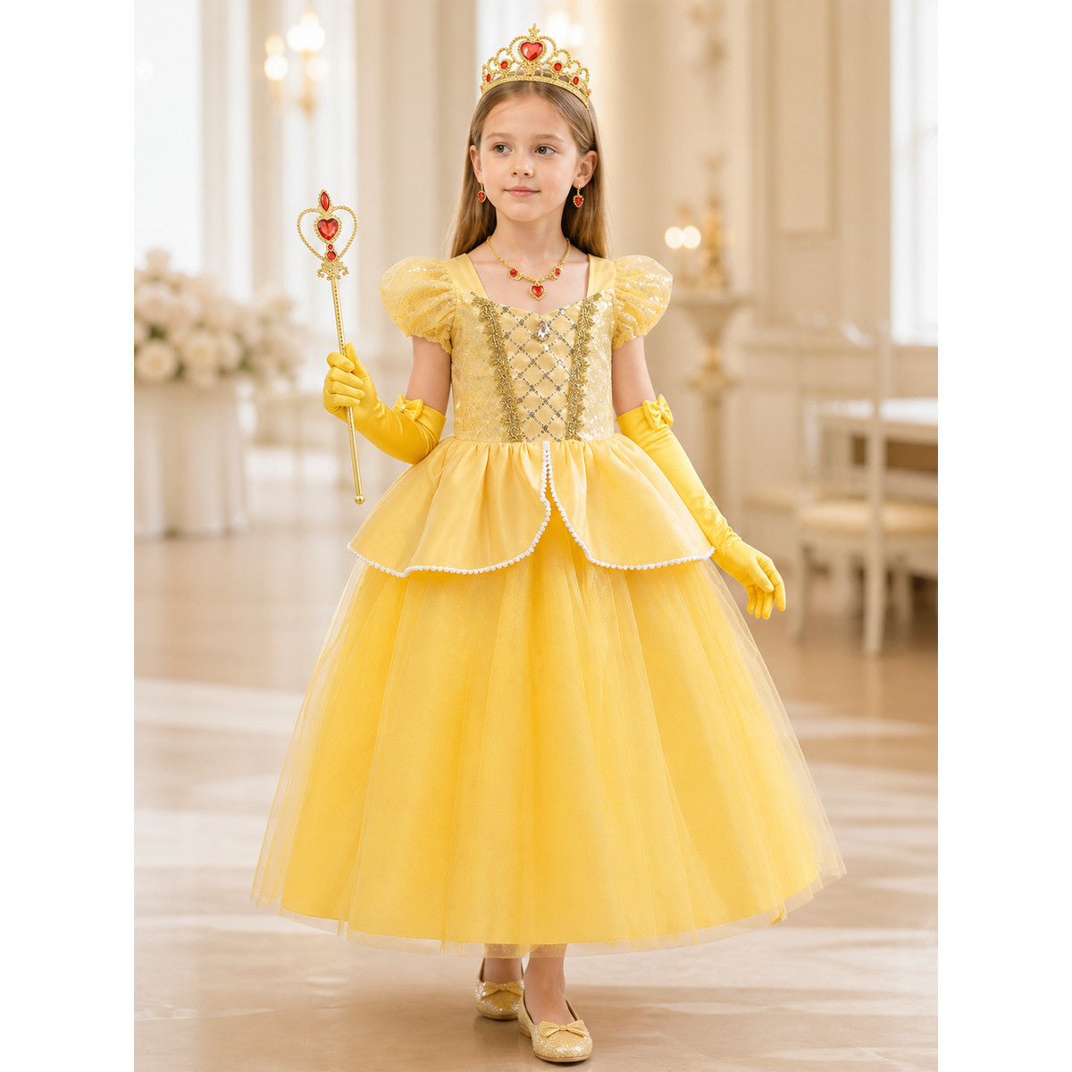 Princess Costume with Yellow Dress for Halloween lifestyle view