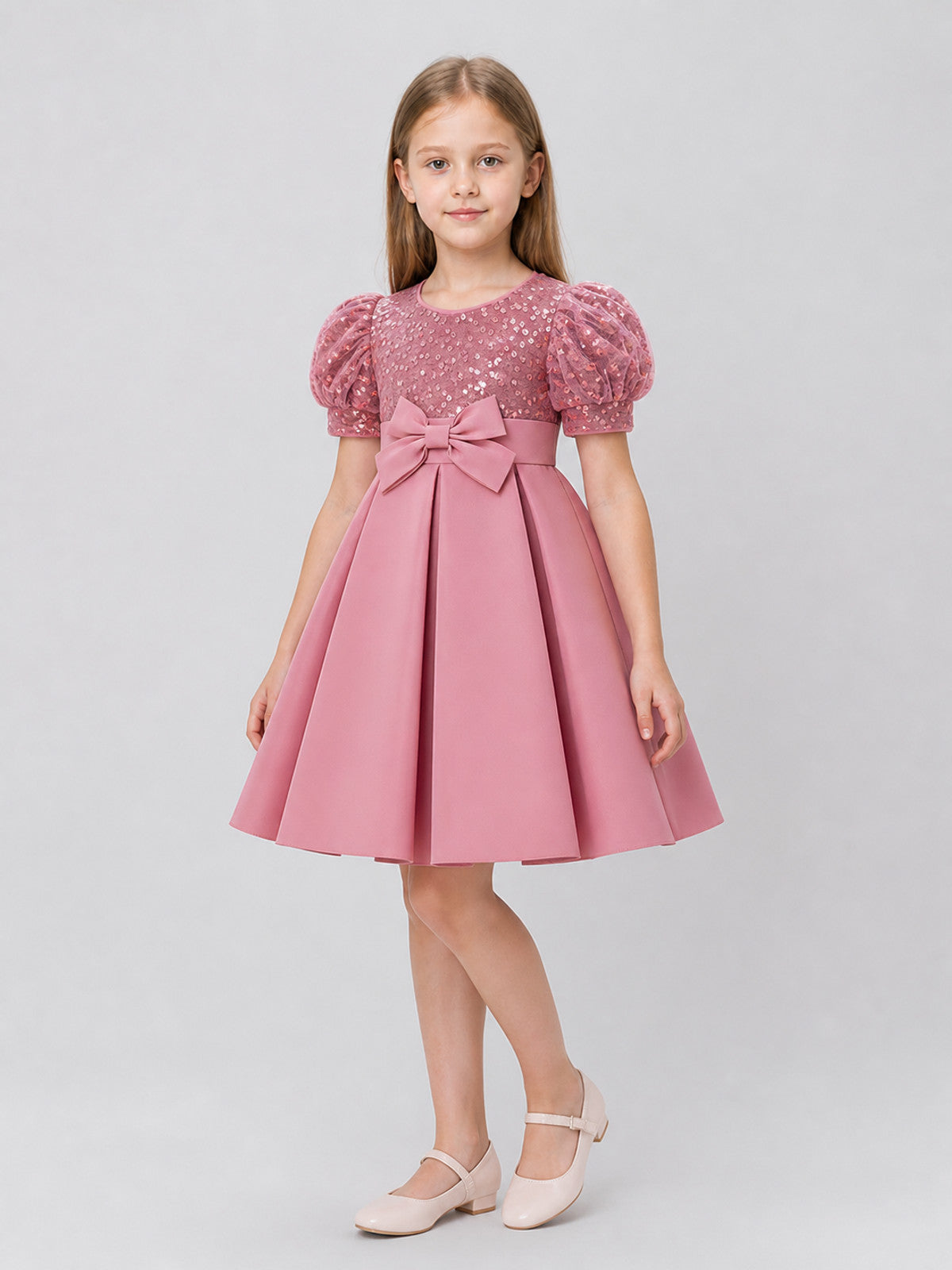 Dressy Sequin Dress with Bow and Full Skirt Costume Dresses detail