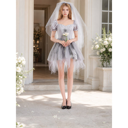 Halloween Vampire Costume, Dress and Veil lifestyle view