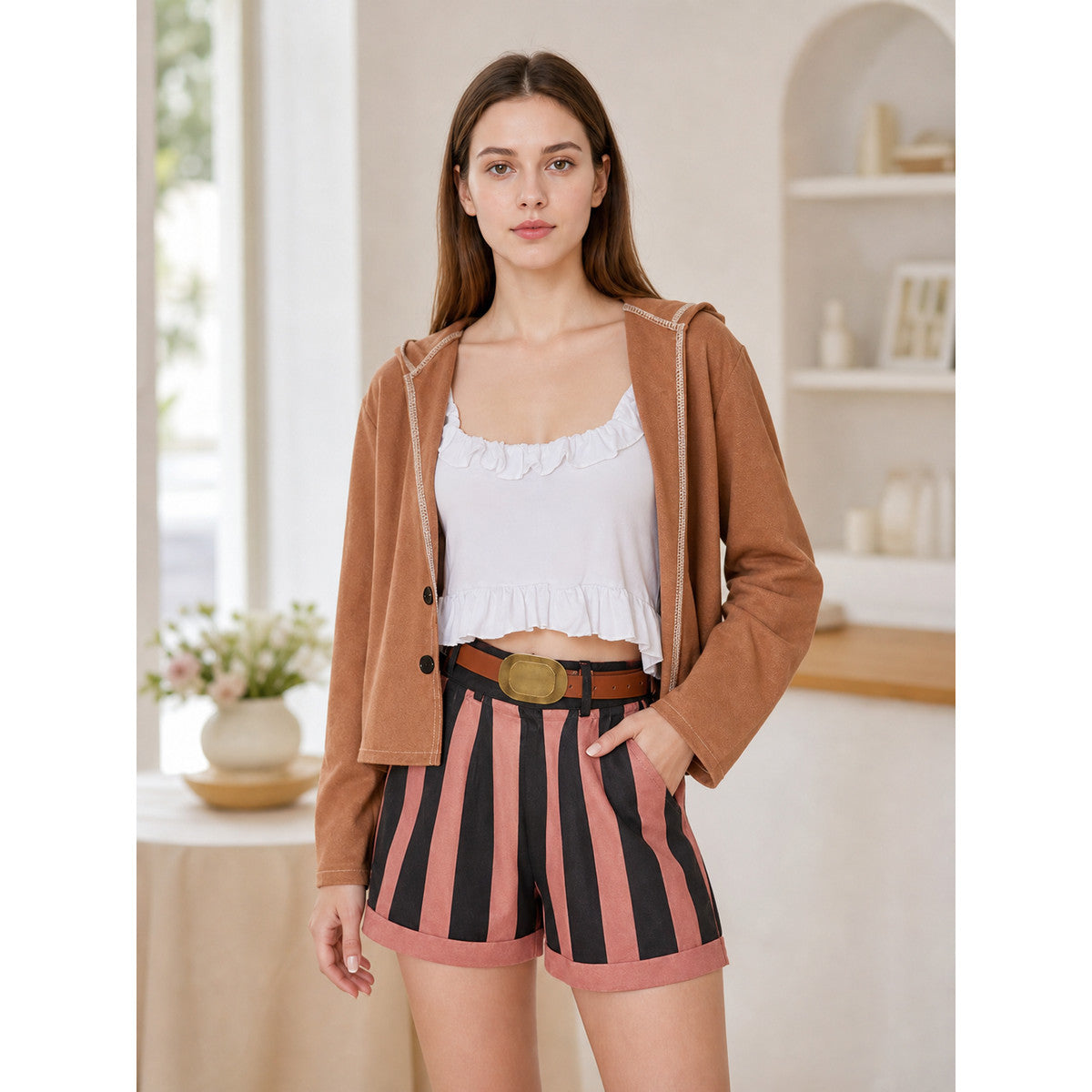 One Piece Bonney Cosplay Costume with Shorts lifestyle view