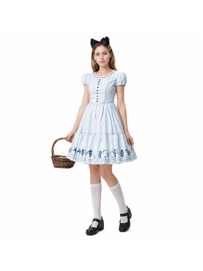 Blue Cosplay Dress with Lace Collar Costume Dresses detail