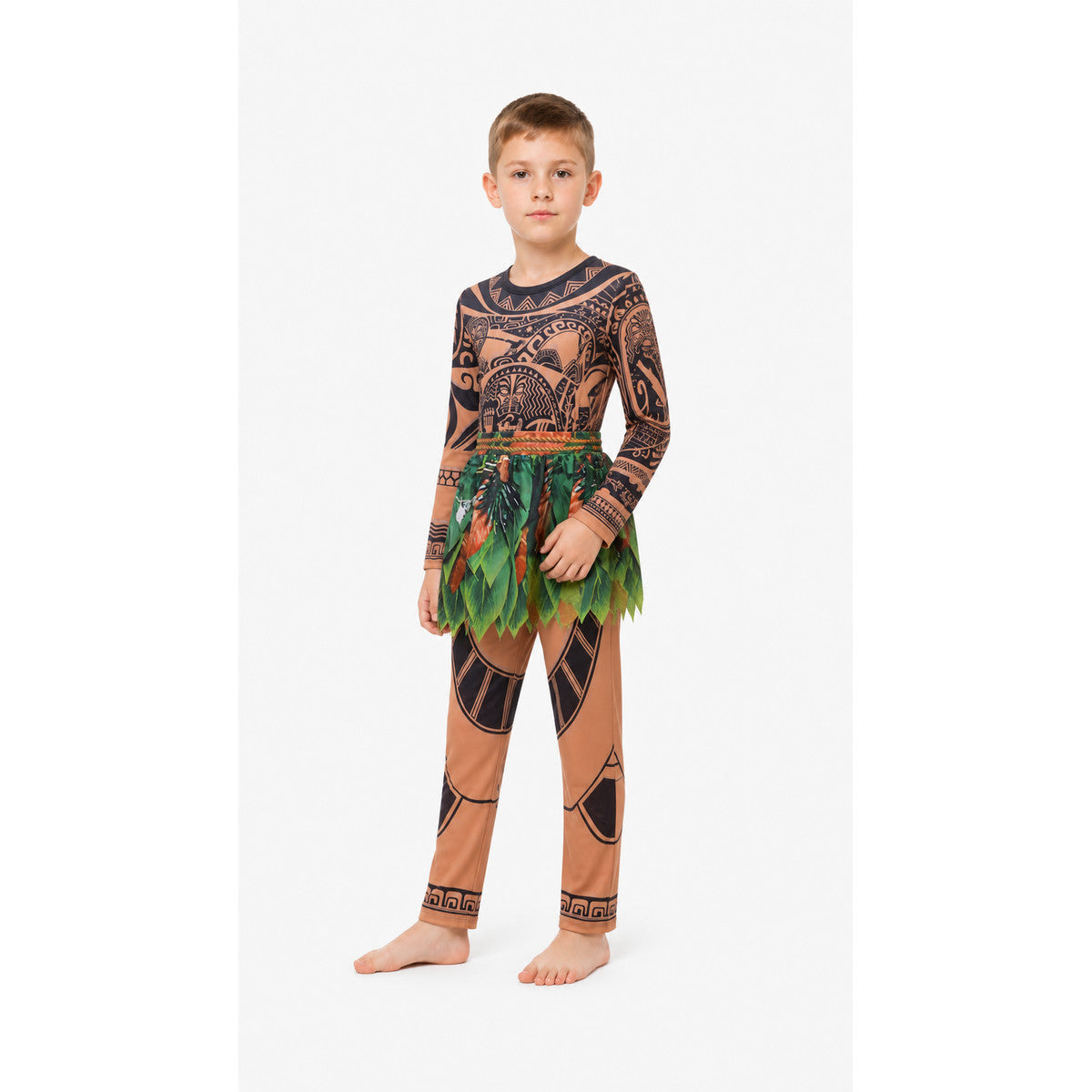 Carnival Jumpsuit with Tattoo Print and Feathers Costumes detail