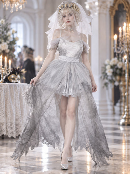 Ghost Bride Costume White with Veil