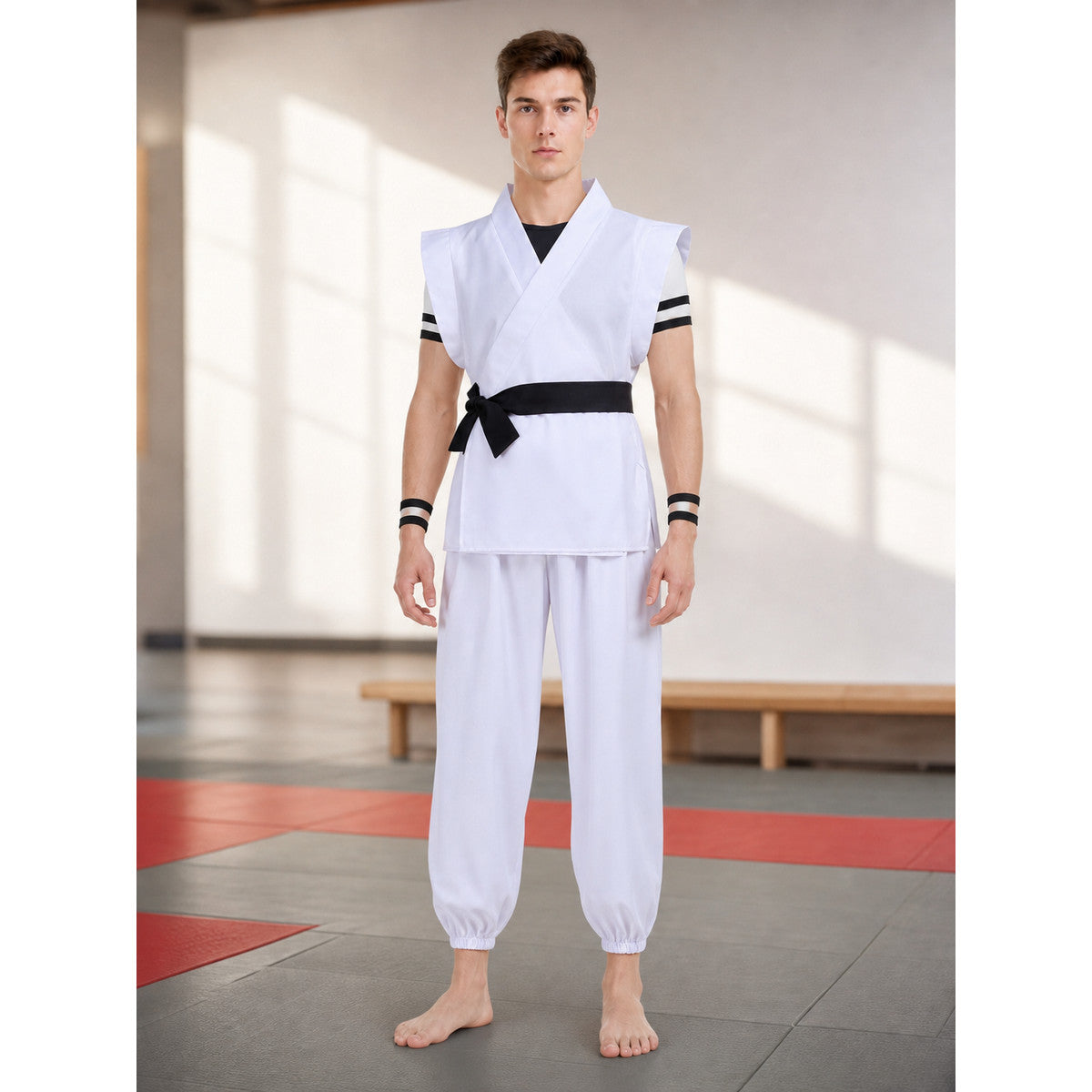 White Sukuna Cosplay Costume with Accessories lifestyle view