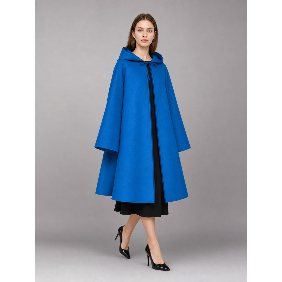 Blue Carnival Cloak with Hood and Zipper