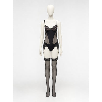 Black Lace and Mesh Bodysuit with Garters product detail