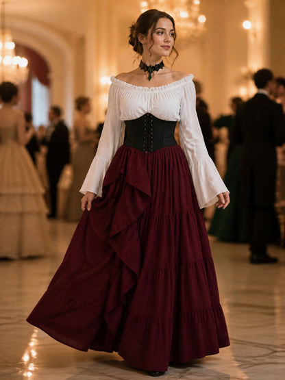 Long Medieval Dress with a Corset Panel lifestyle view