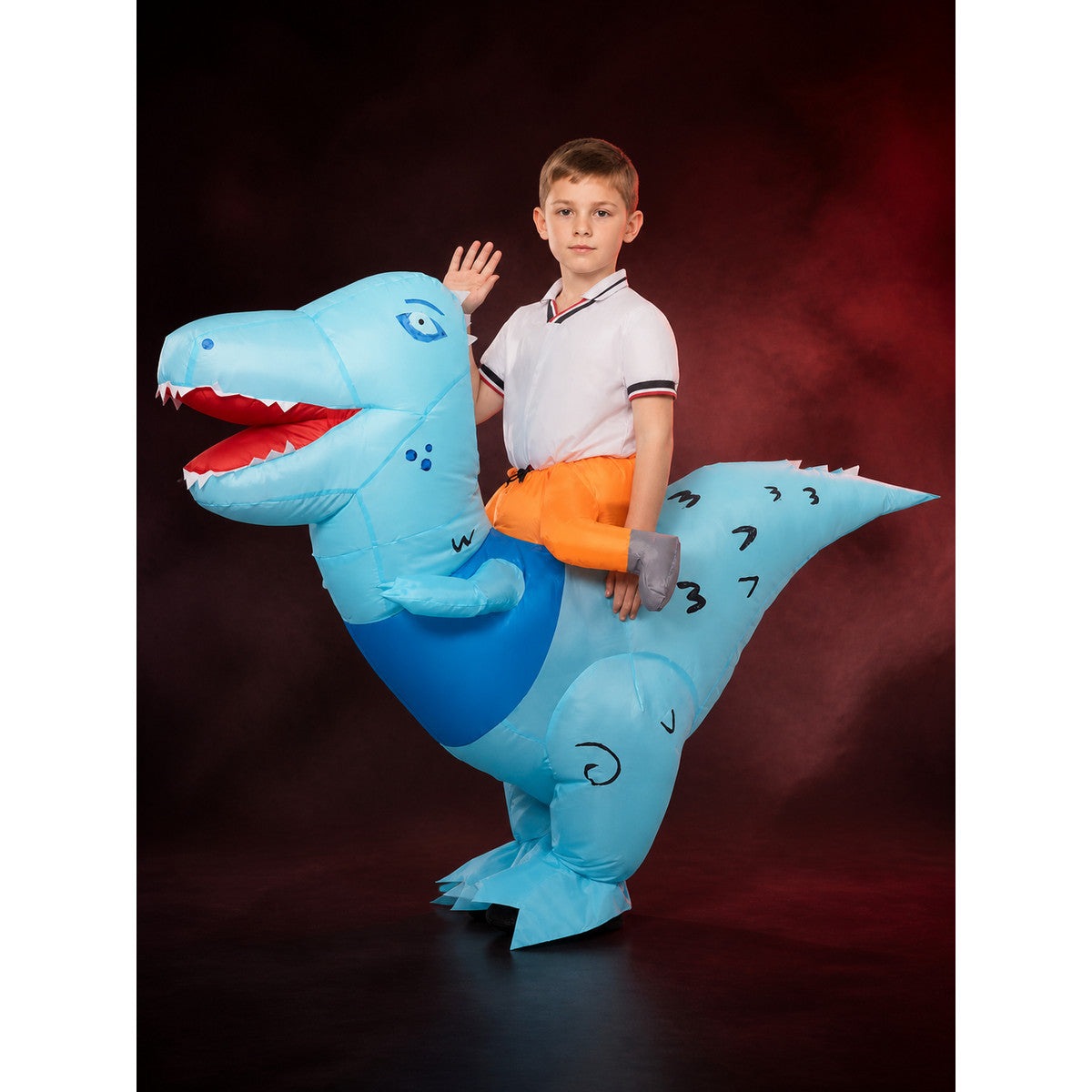 Inflatable Riding Dinosaur Costume, Blue Halloween Outfit main product view
